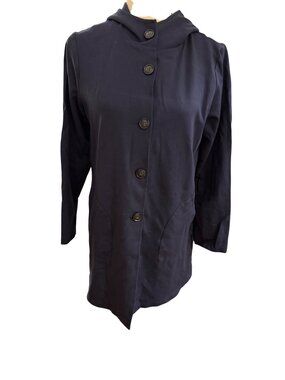 Ripley Rader Ponte Knit Hooded Jacket Navy Blue Women’s Size 2 Small USA Made